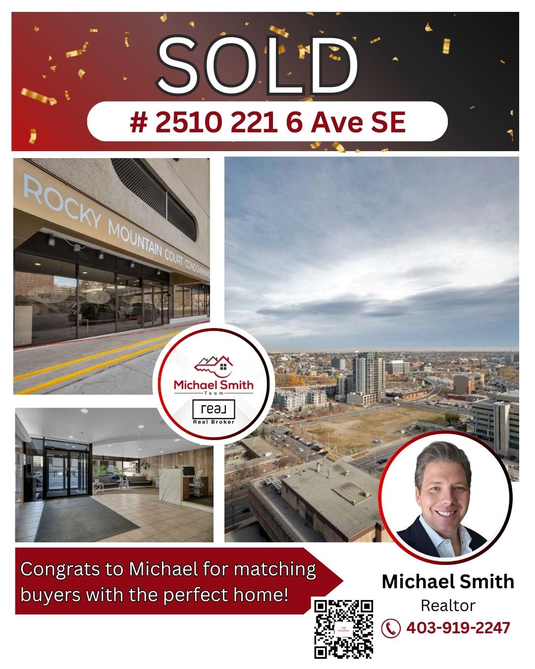 SOLD! Another Dream Home Secured! 🎉
#2510 221 6 Ave SE! Officially Off the Market! 🏡
Congratulations to my amazing buyers on finding their perfect home! It was a privilege to guide you through this journey and make your homeownership dreams a reality. 🏡✨
Wishing you endless happiness in your beautiful new space!
Thinking about buying or selling? Let’s make your real estate goals happen!
Contact us here:
Michael Smith //Real Broker // Michael Smith Team
403.919.2247 // michael@mstrealty.ca #MichaelSmithTeam #calgaryrealtor #YYCRealEstate