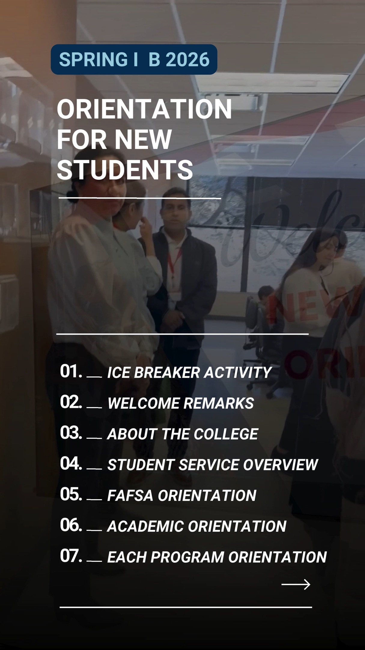 We kicked off Spring I B 2026 with our New Student Orientation last Friday!
New students enjoyed ice breakers, learned about their programs and student services, received FAFSA guidance, and toured the campus while meeting their program coordinators.
We’re excited to see everything they will accomplish this term!
#ColumbiaCollege #NewStudentOrientation #Spring2026 #CampusLife #StudentSuccess #FAFSA #StudentServices #ViennaVA #CommunityCollege #WelcomeNewStudents