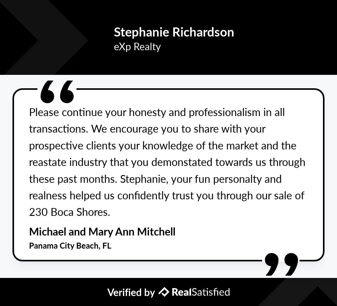 I'm taking their advice!
See my reviews: https://www.realsatisfied.com/real-estate-agent/Stephanie-Richardson
#RealSatisfied